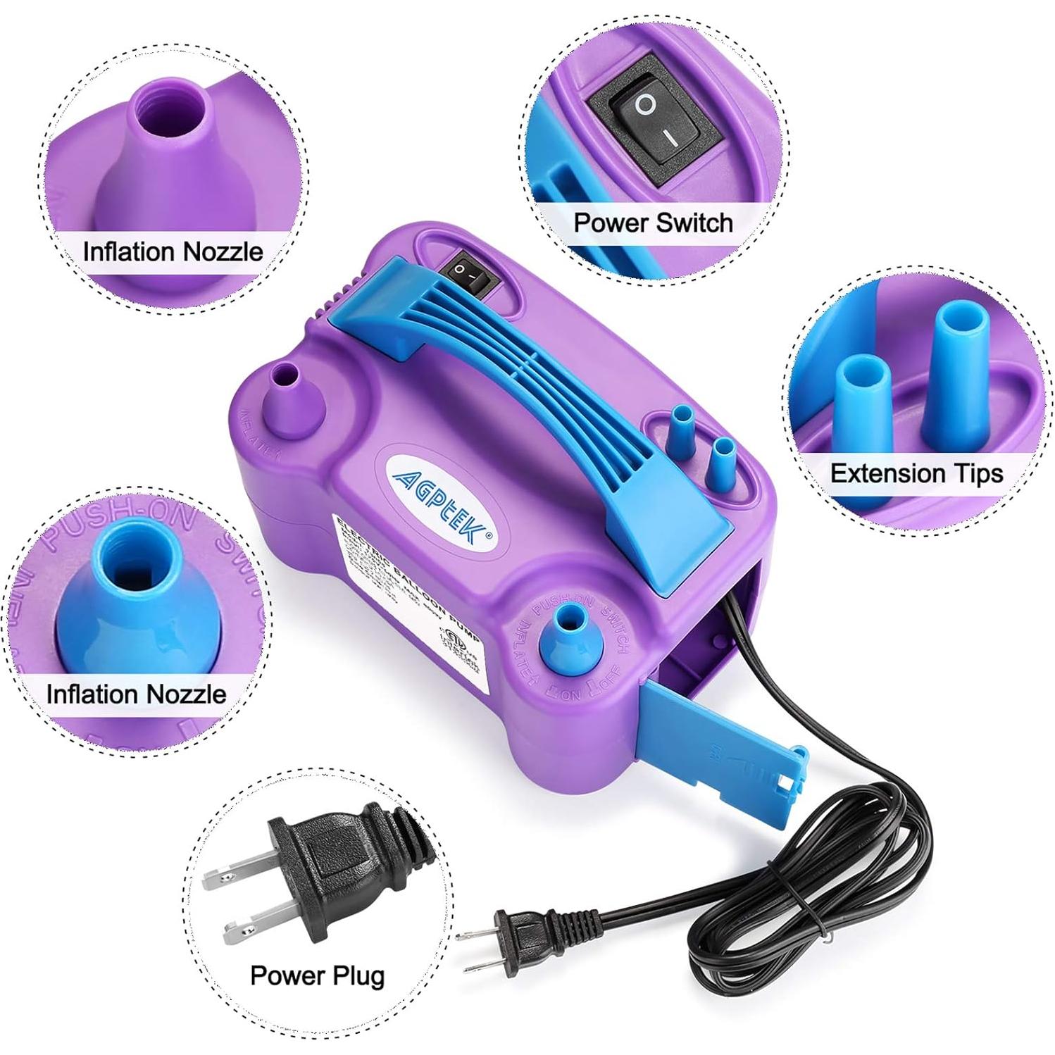 Bomba de Aire Eléctrica AGPTEK 600W Púrpura para Globos