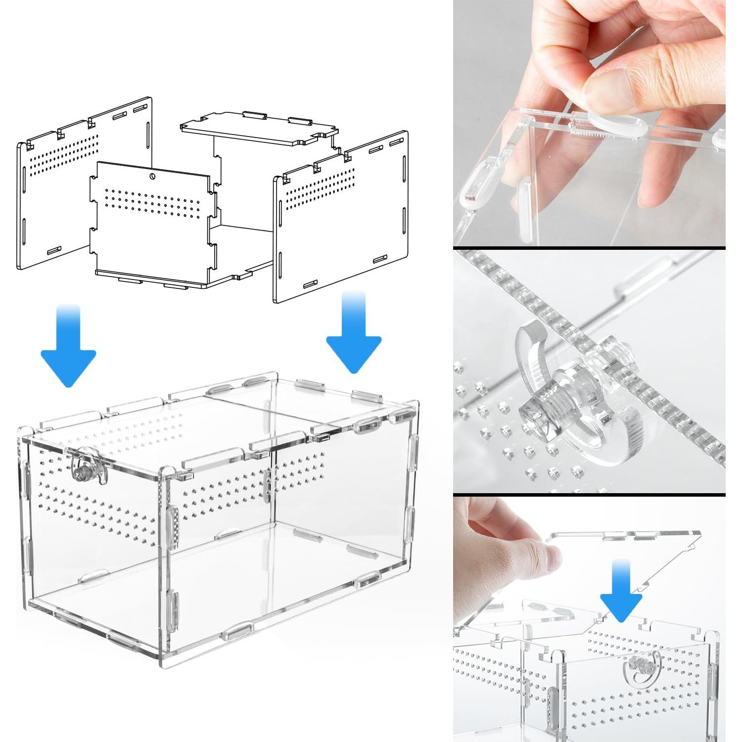 Mini Terrario Acrílico 2 en 1 REPTI ZOO para Tarantulas y Mantis