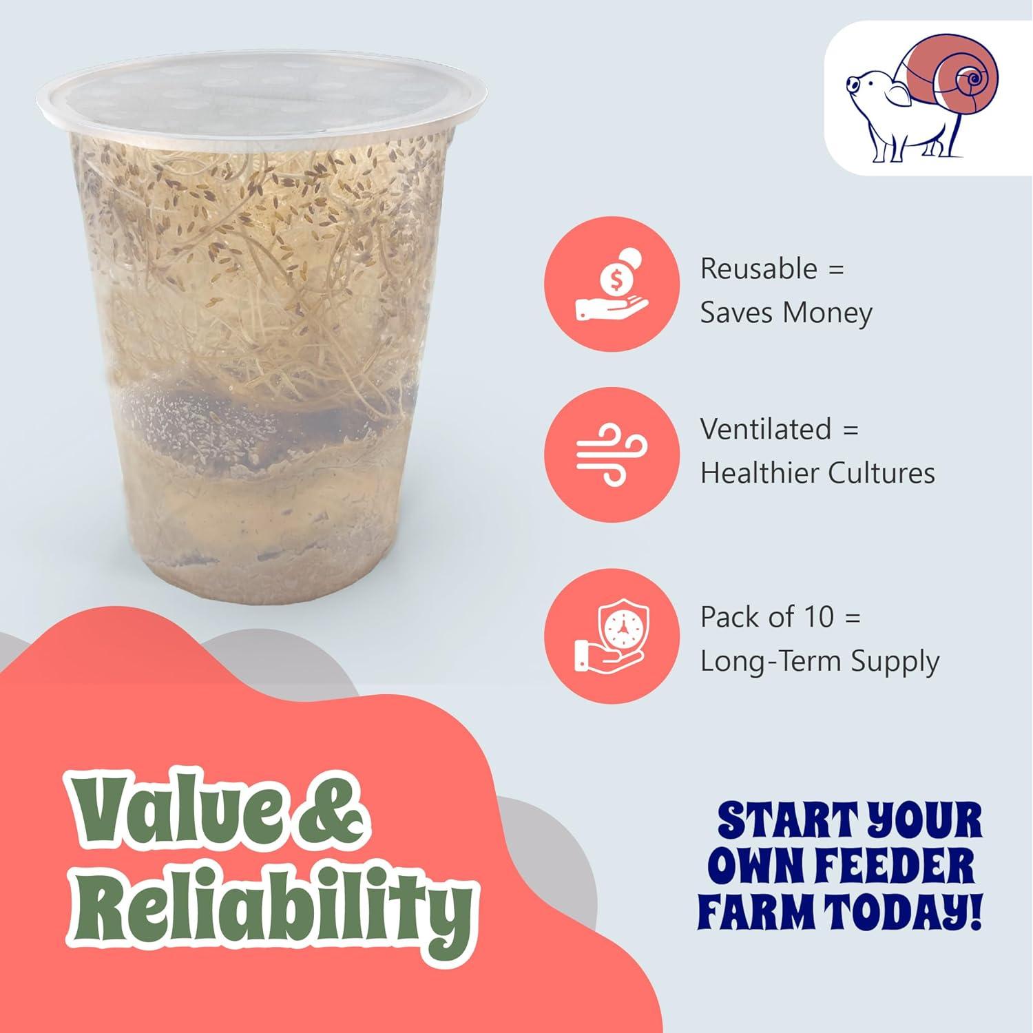 Tazas Deli Snout and Shell 32oz con tapas ventiladas - Paquete de 10