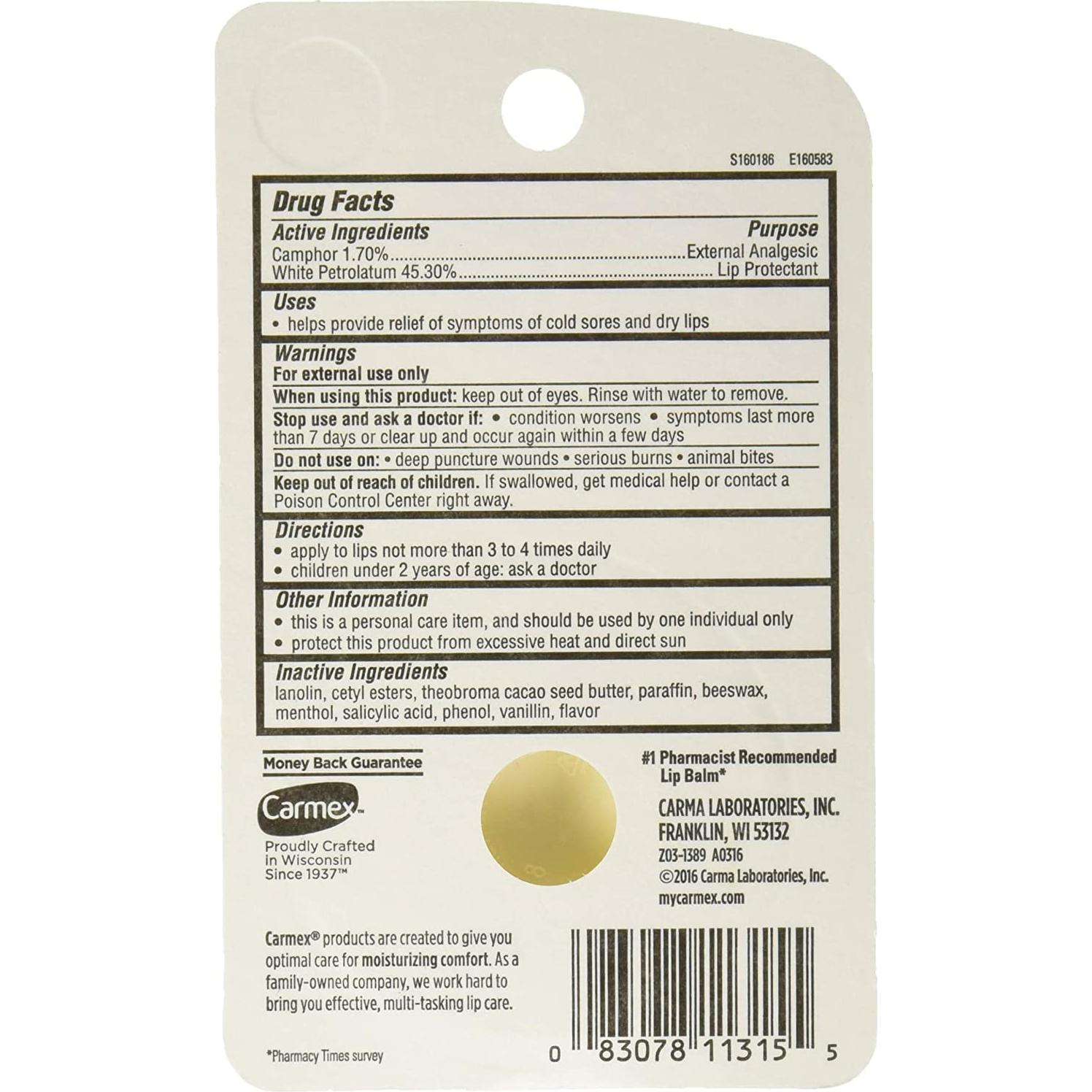 Bálsamo Labial Medicado Carmex Clásico 14.18 g (Paquete de 2)