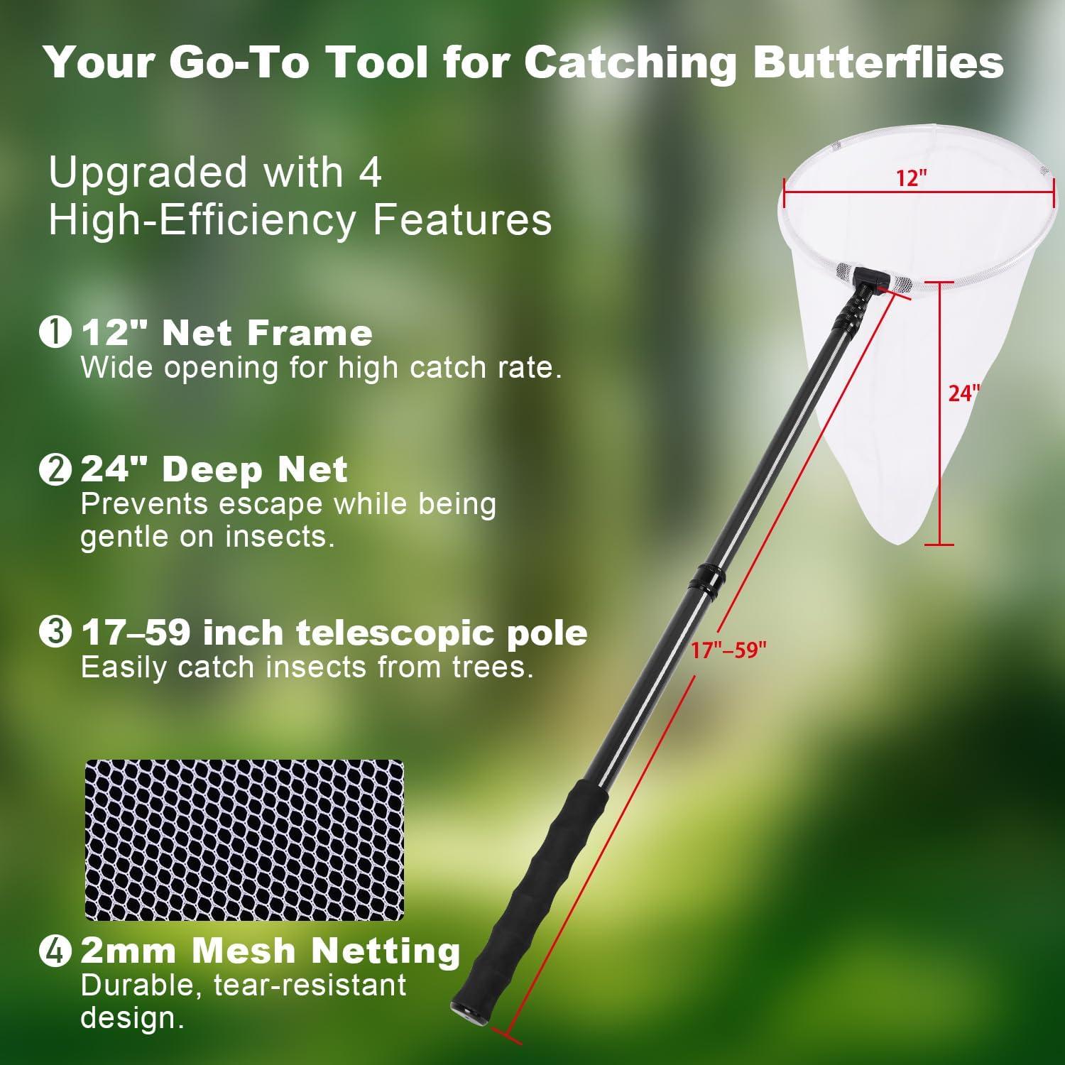 Red de Mariposas DOBEN con Polo Telescópico de Carbono 180 cm