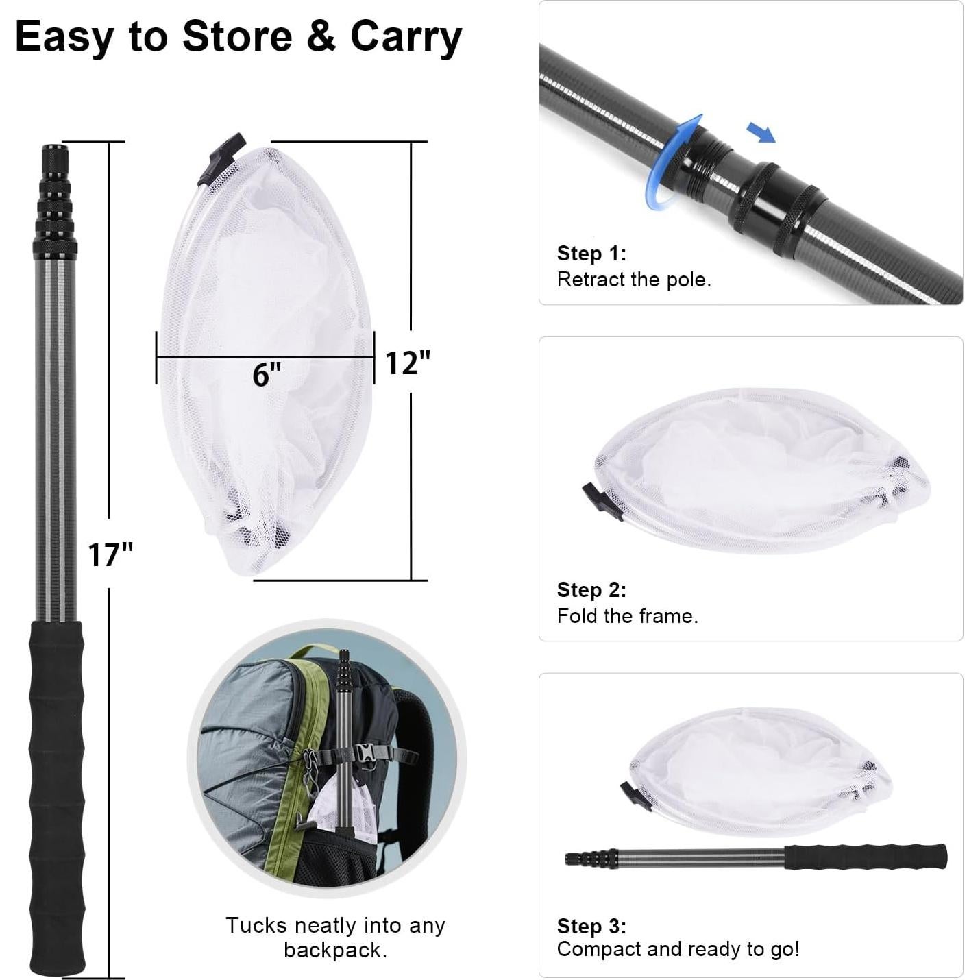 Red de Mariposas DOBEN con Polo Telescópico de Carbono 180 cm