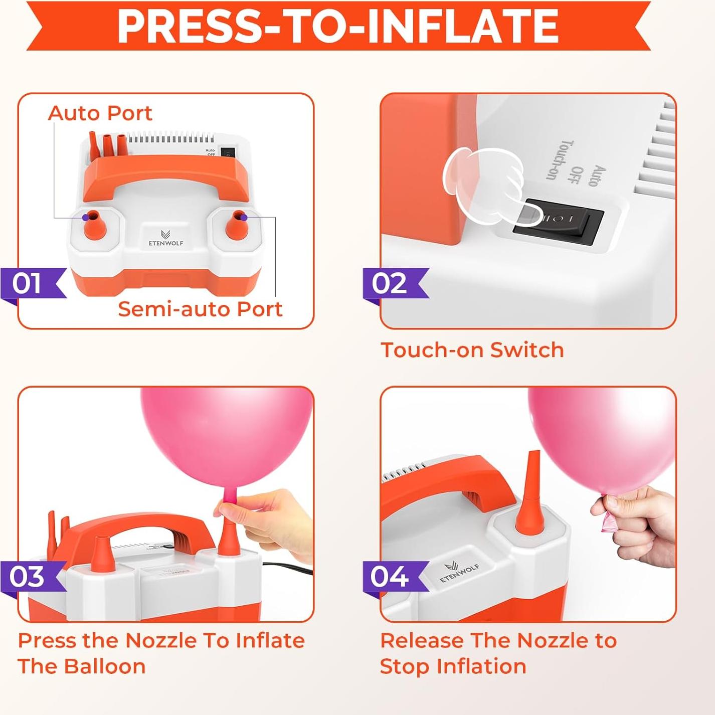 Bomba de Globo Eléctrica ETENWOLF P600 600W para Fiestas