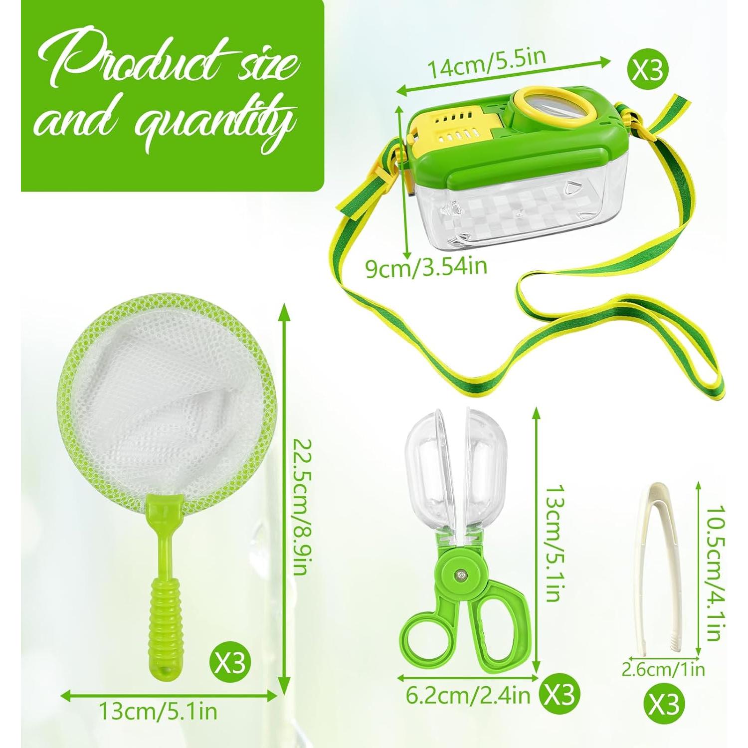 Kit de Captura de Insectos para Niños - Verde - 3 Sets