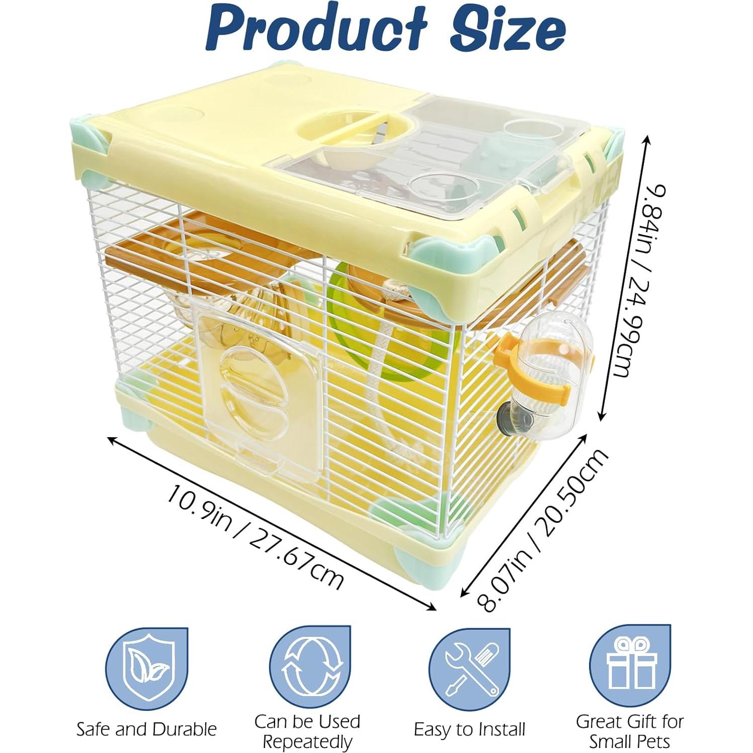 Jaula Portátil para Hámster Hamiledyi 2 Niveles con Accesorios