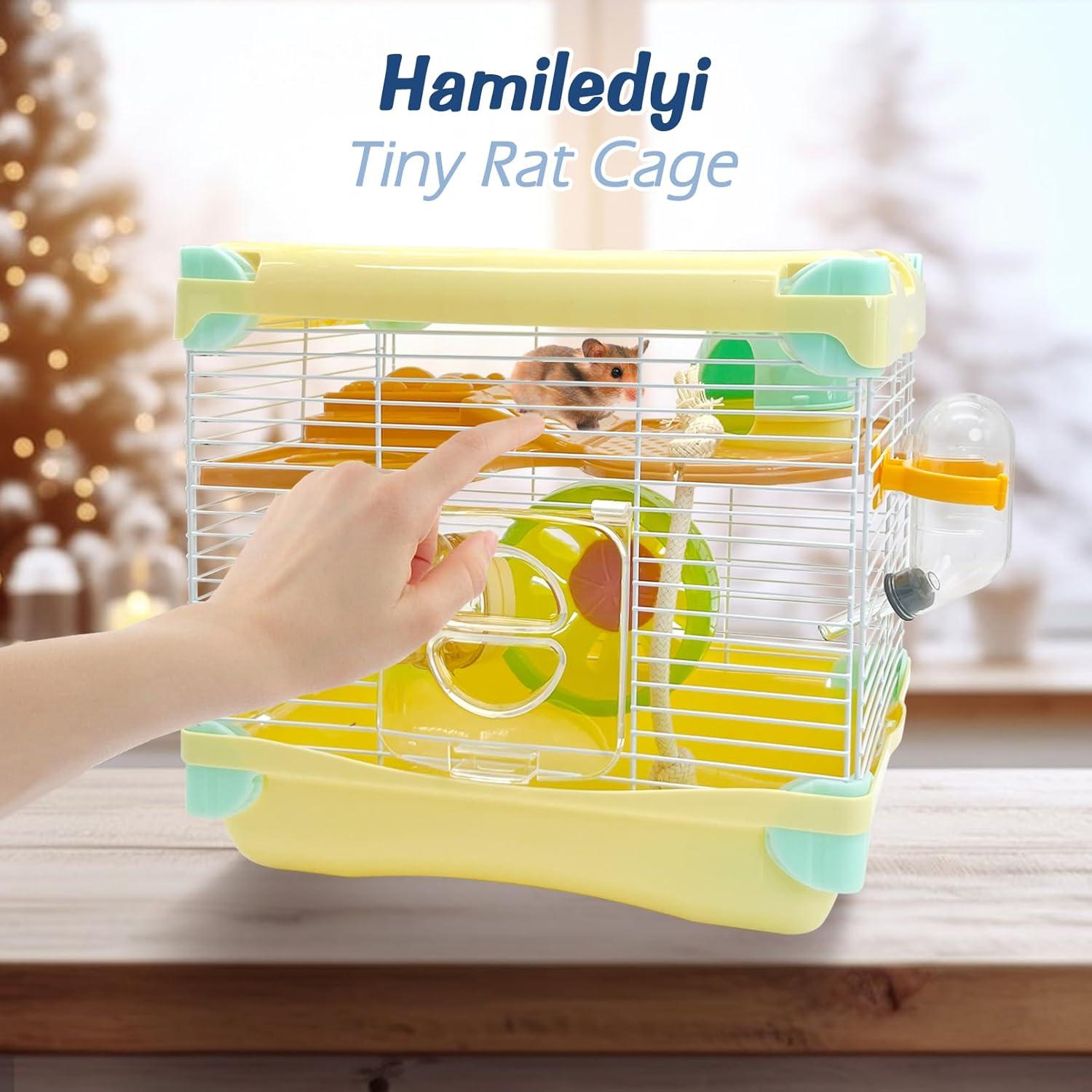 Jaula Portátil para Hámster Hamiledyi 2 Niveles con Accesorios