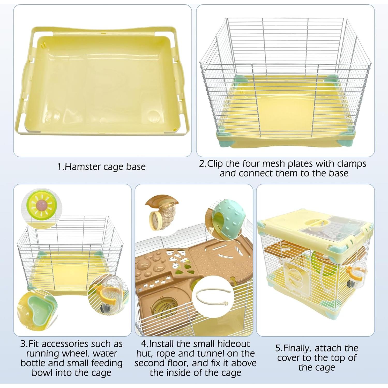 Jaula Portátil para Hámster Hamiledyi 2 Niveles con Accesorios