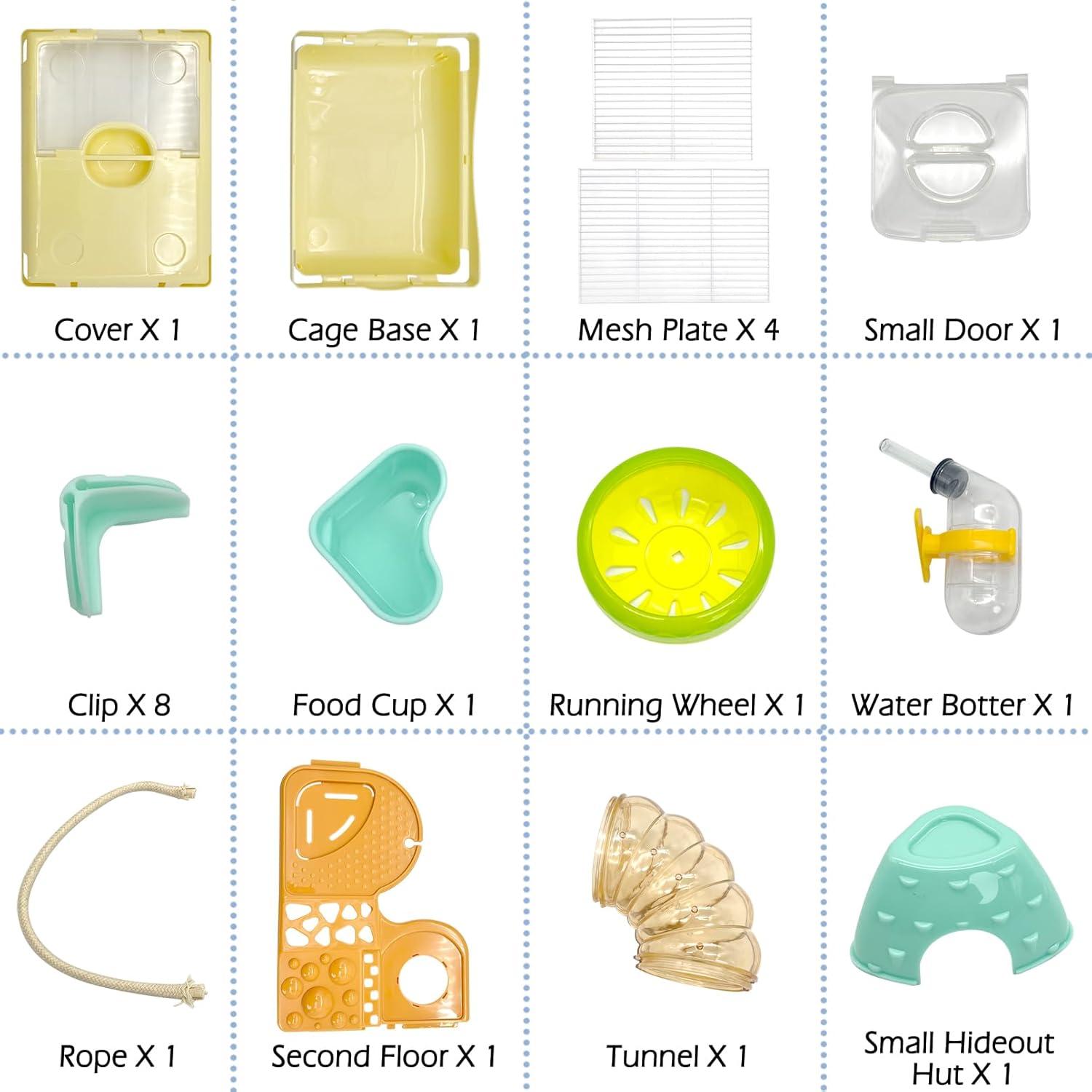 Jaula Portátil para Hámster Hamiledyi 2 Niveles con Accesorios