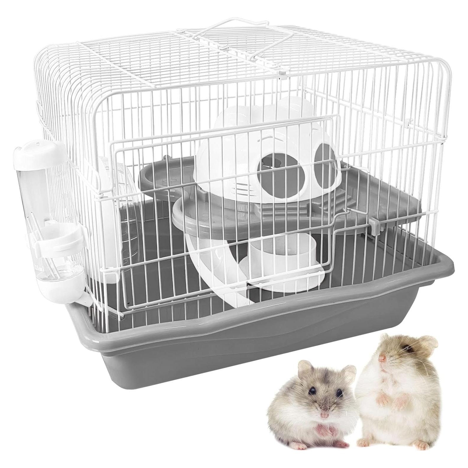 Jaula para Hámster Enano PINVNBY 35x26x28cm Gris con Accesorios