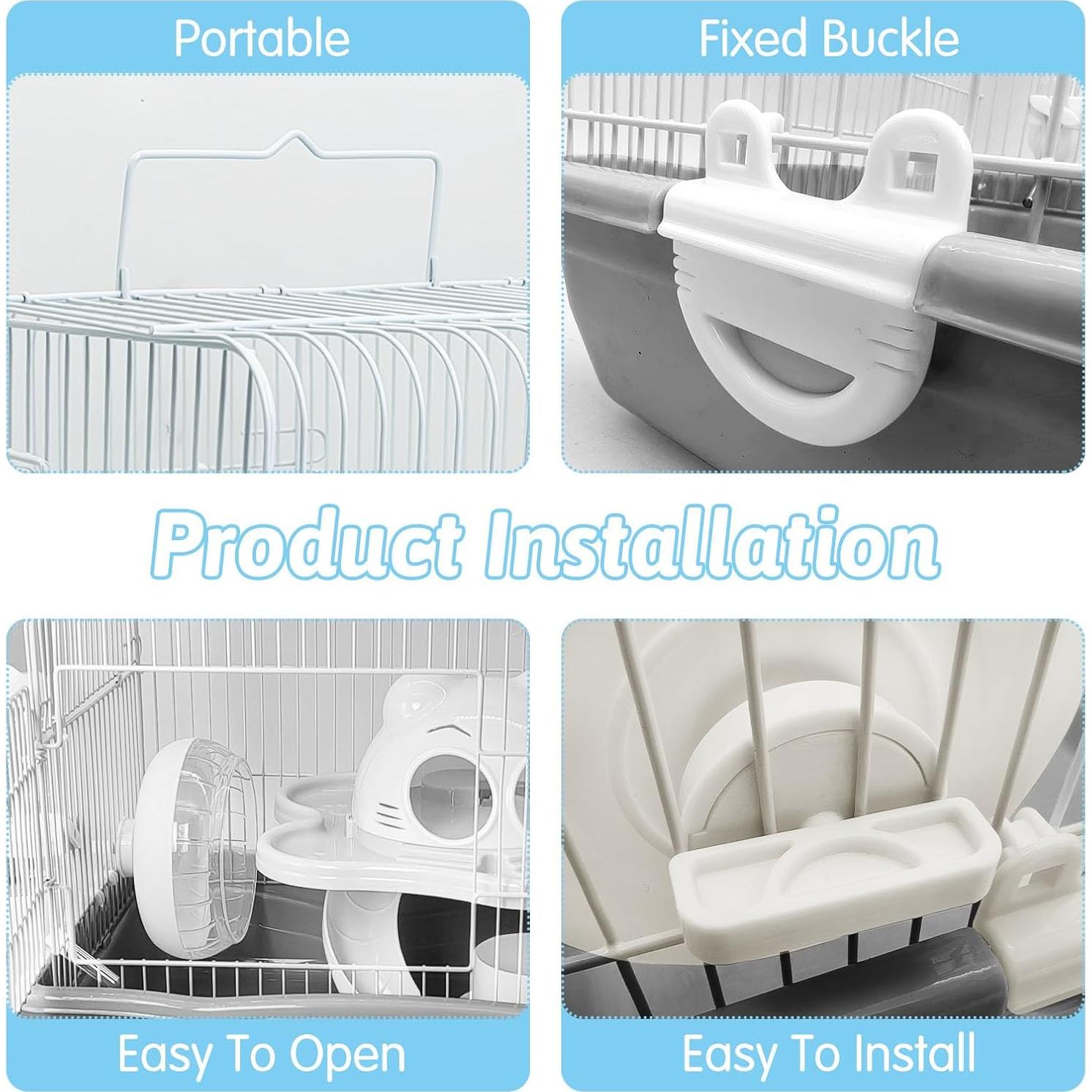 Jaula para Hámster Enano PINVNBY 35x26x28cm Gris con Accesorios