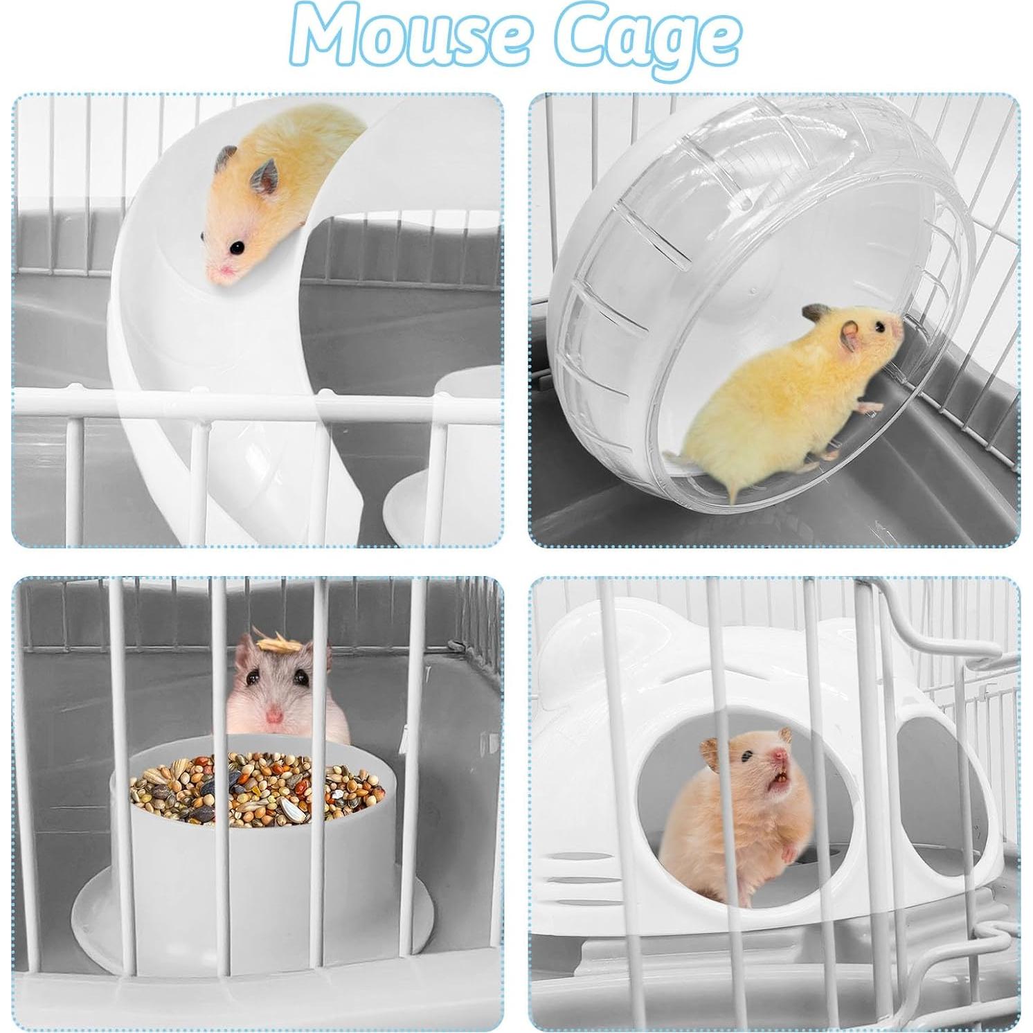 Jaula para Hámster Enano PINVNBY 35x26x28cm Gris con Accesorios