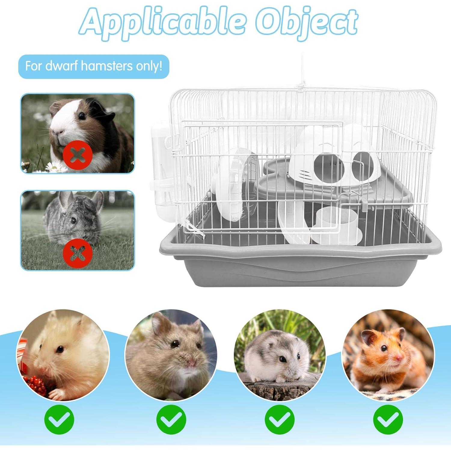 Jaula para Hámster Enano PINVNBY 35x26x28cm Gris con Accesorios