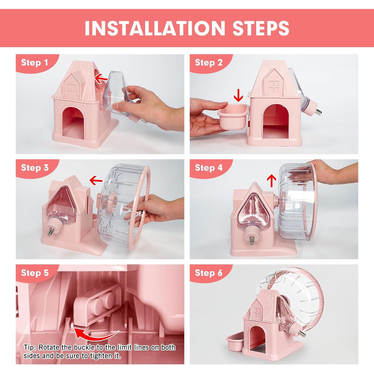 Casa Multifuncional para Hámster VANNON 4 en 1 Rosa
