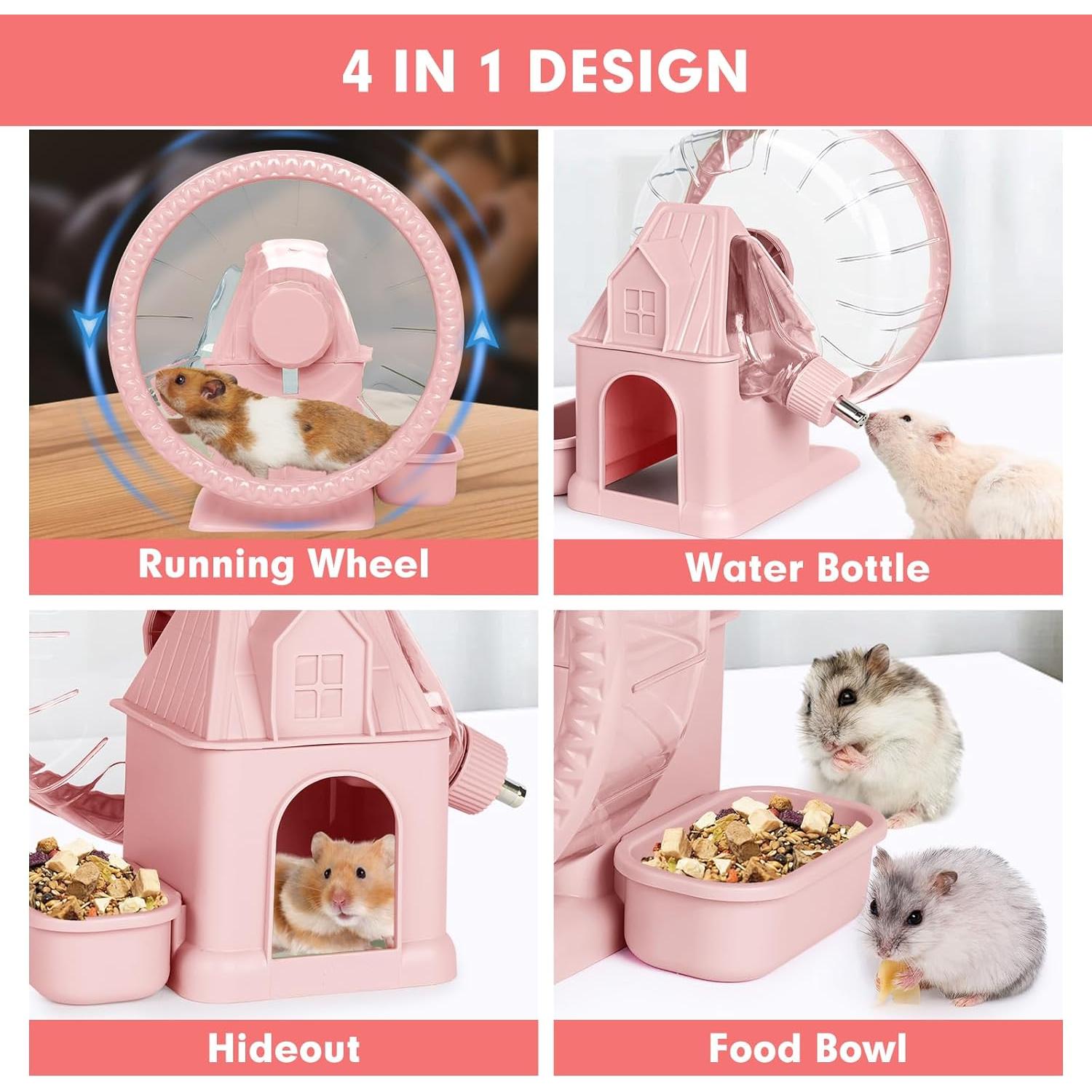 Casa Multifuncional para Hámster VANNON 4 en 1 Rosa