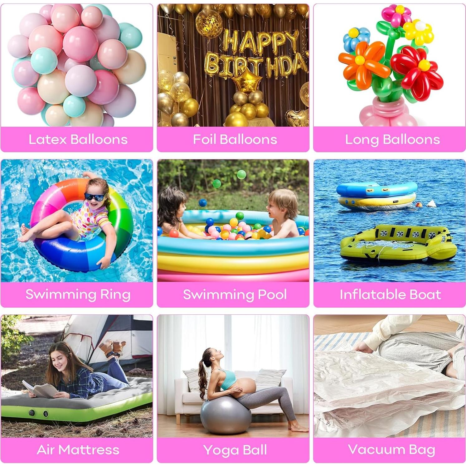 Bomba de aire eléctrica Biapian 3 en 1 para globos y inflables