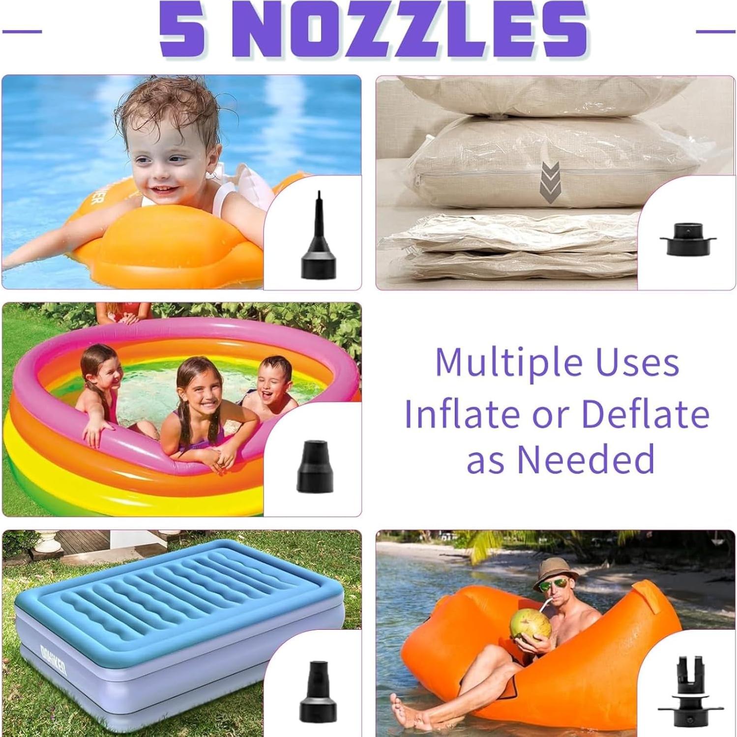 Bomba de aire eléctrica Biapian 3 en 1 para globos y inflables