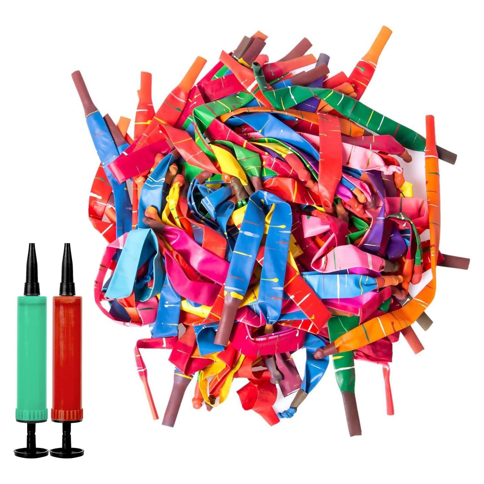 100 Globos Cohetes Coloridos con 2 Bombas de Aire YHmall