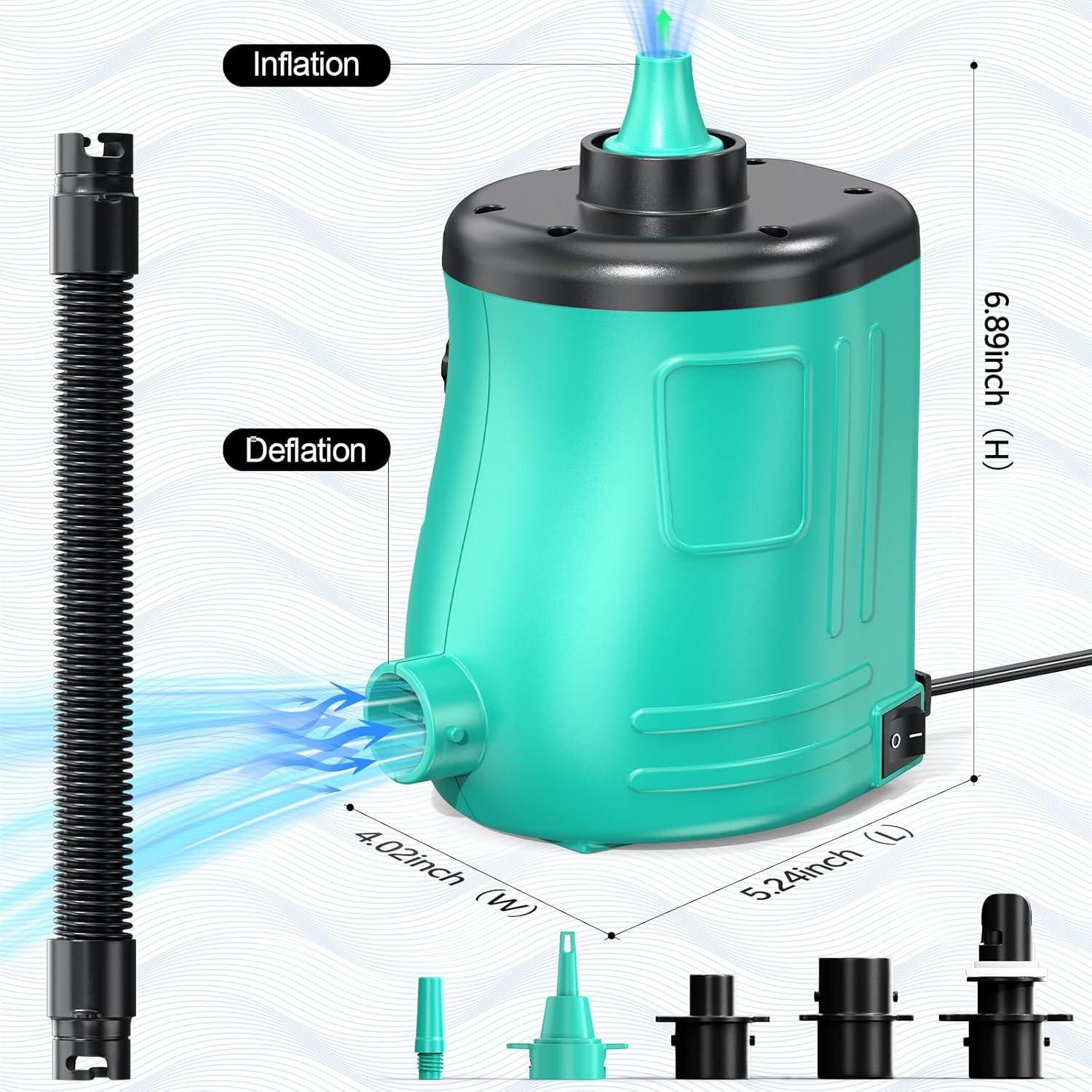 Bomba de Aire Eléctrica MAACLOUD 400W para Inflables Verde