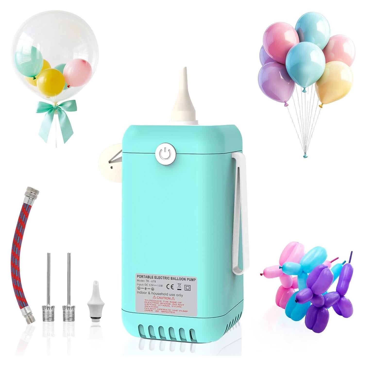 Bomba de globo eléctrica Fikowo azul 110V 15W portátil