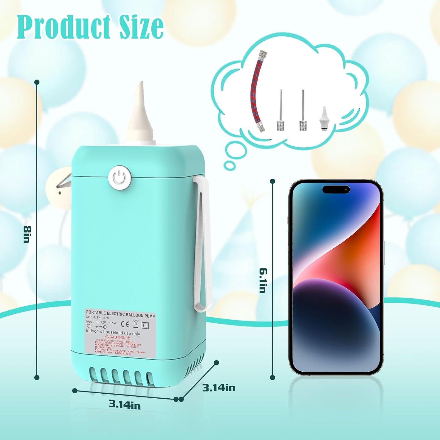 Bomba de globo eléctrica Fikowo azul 110V 15W portátil