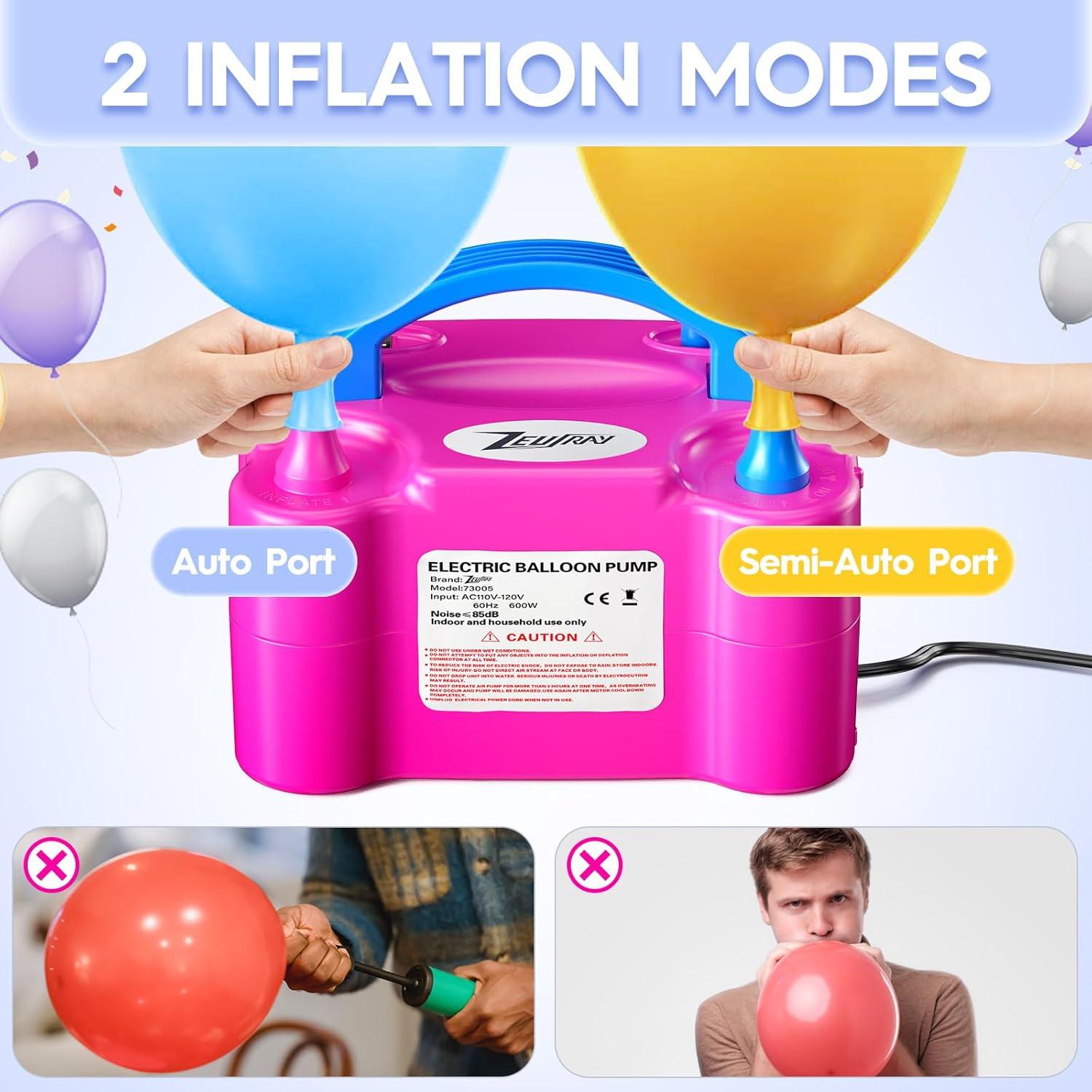 Bomba de Globo Eléctrica ZEUSRAY 600W Doble Boquilla 1.3kg