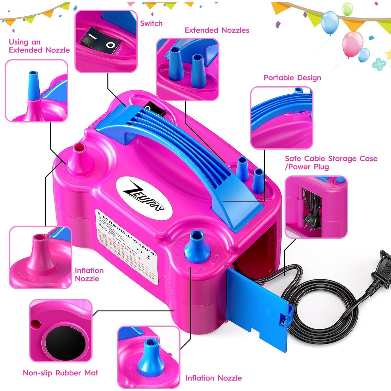 Bomba de Globo Eléctrica ZEUSRAY 600W Doble Boquilla 1.3kg