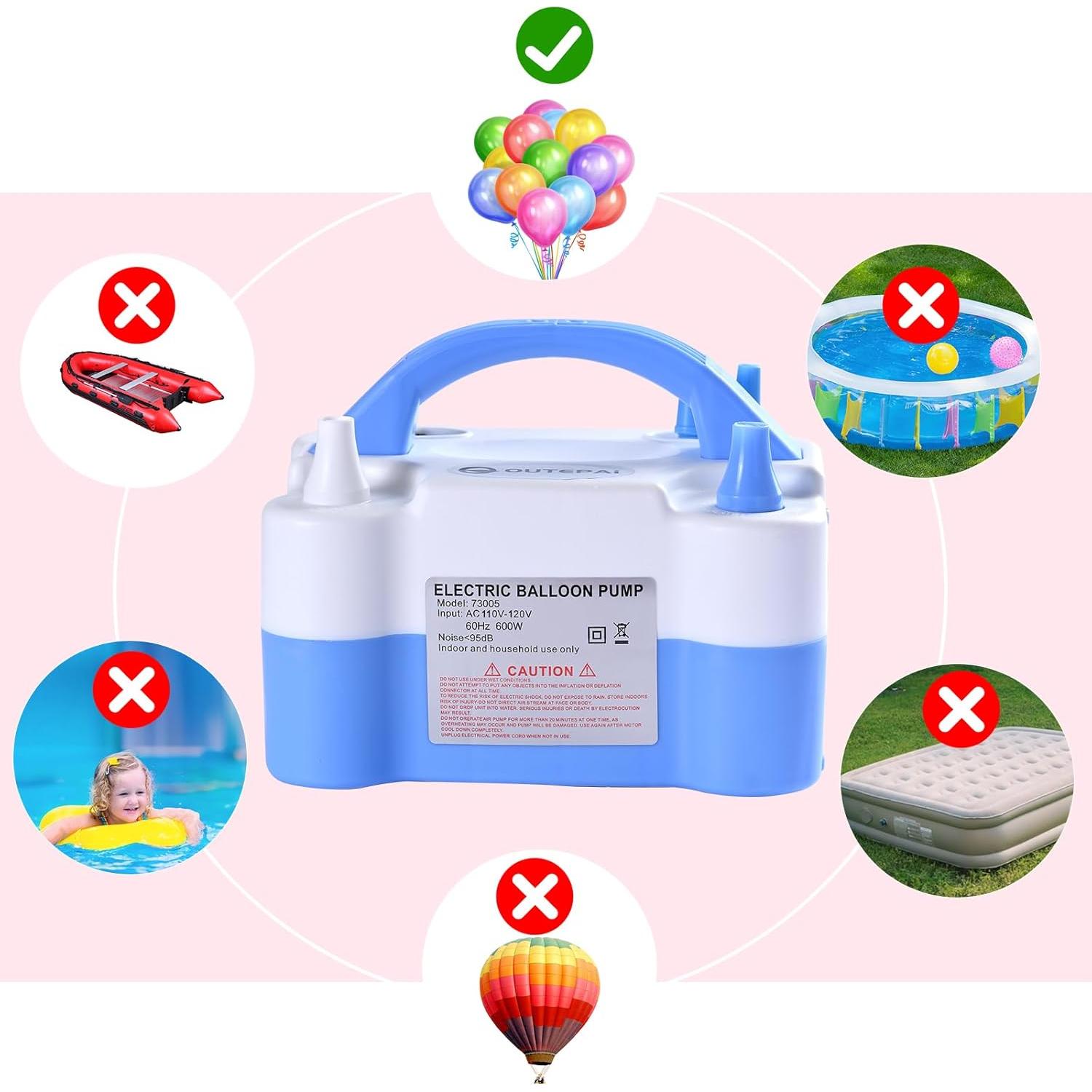 Bomba de aire eléctrica OUTEPAI 600W para globos - Azul bebé