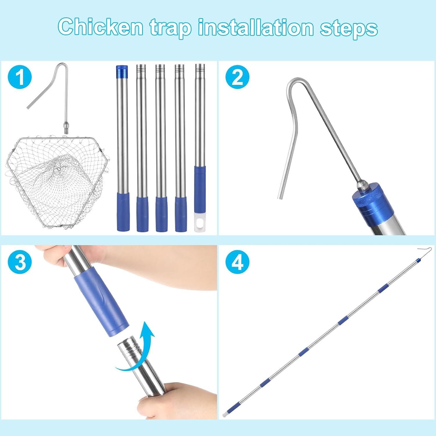 Red para atrapar pollos ISIVOVE, extensible 83.8 a 191.8 cm