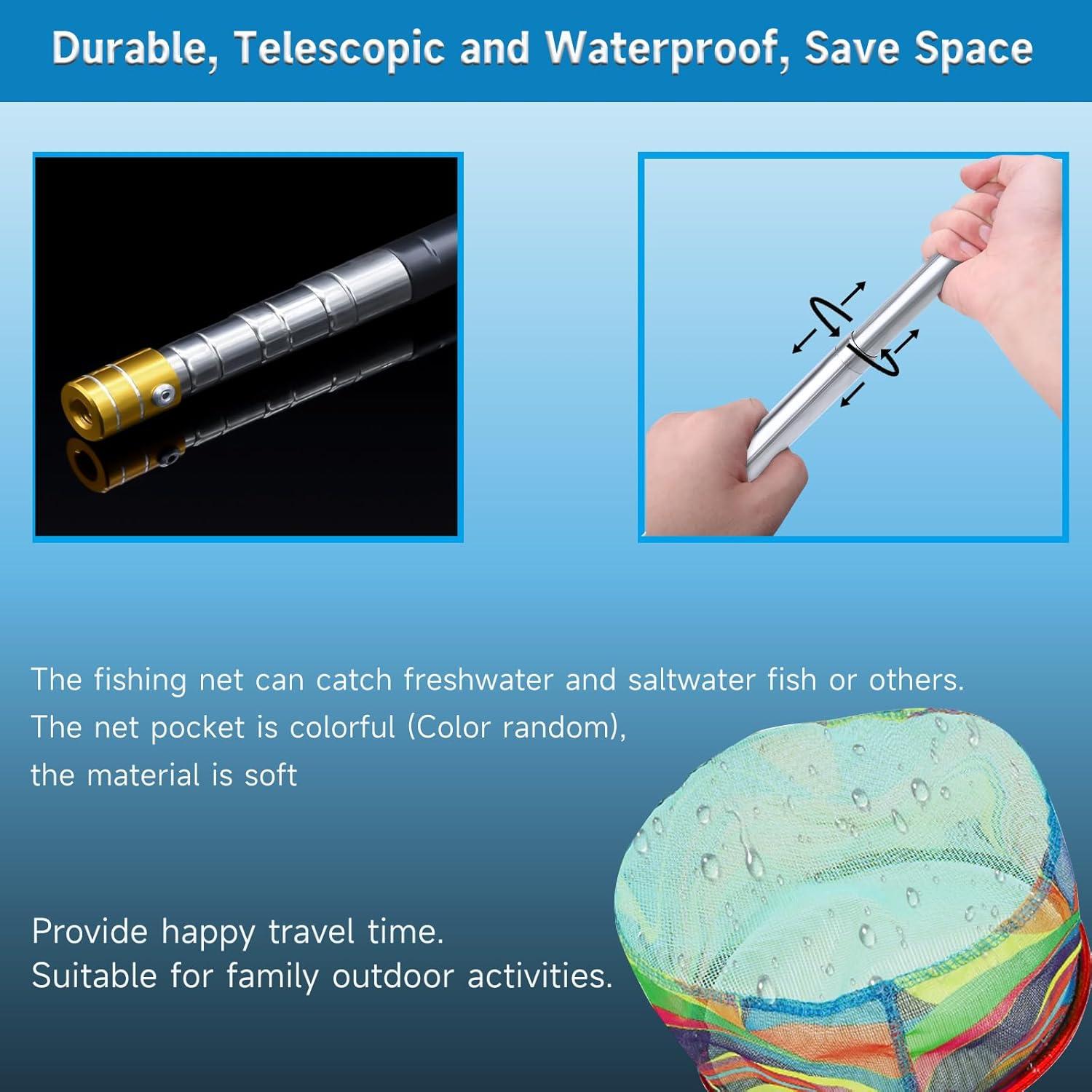 Set de Pesca Plegable Autokcan: 2 Redes + 2 Cubos 1.73m