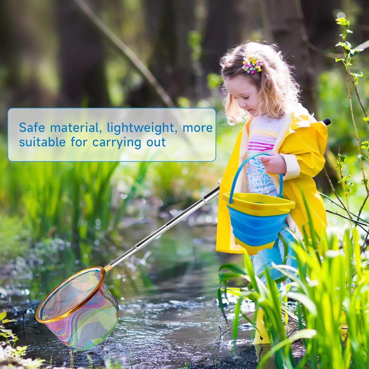 Set de Pesca Plegable Autokcan: 2 Redes + 2 Cubos 1.73m