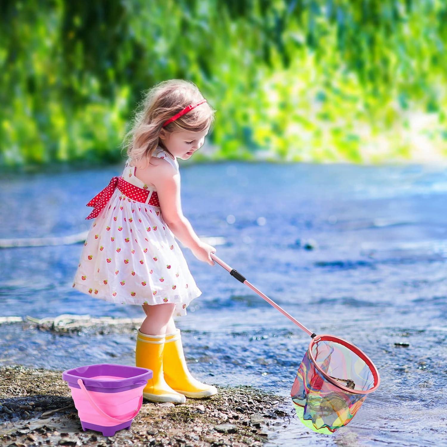 Red de Pesca Telescópica Lanboon para Niños con Cubo Plegable