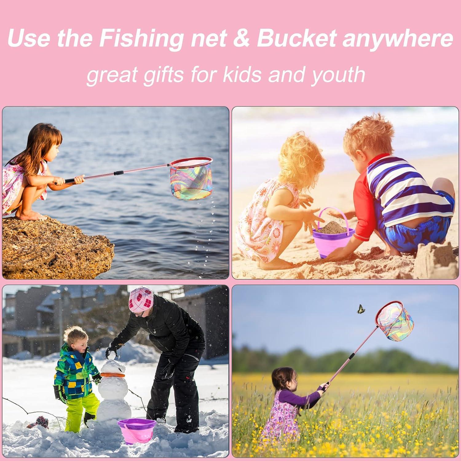 Red de Pesca Telescópica Lanboon para Niños con Cubo Plegable