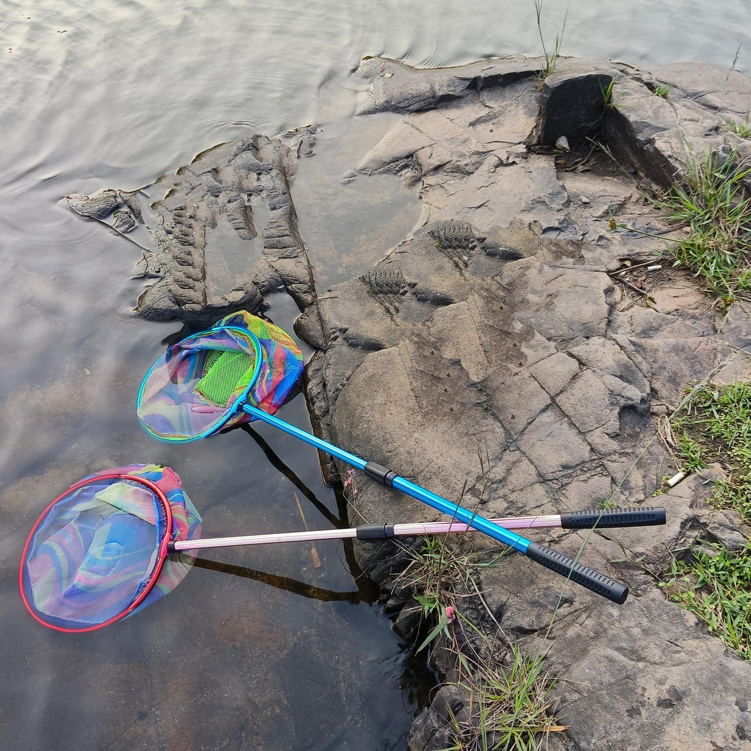 Red de Pesca LPEIEB 2 Pcs Retráctil 25.4x25 cm para Niños