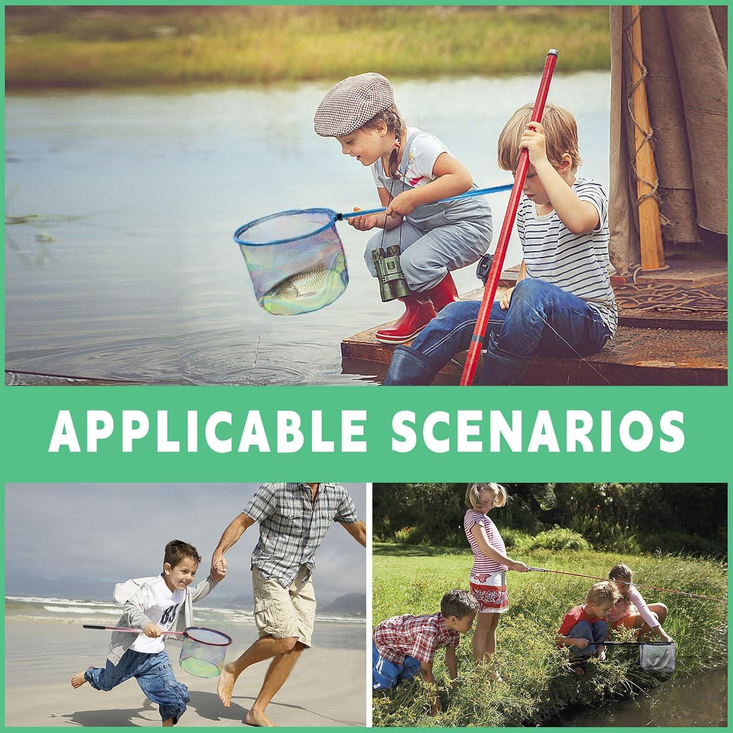 Red de Pesca LPEIEB 2 Pcs Retráctil 25.4x25 cm para Niños