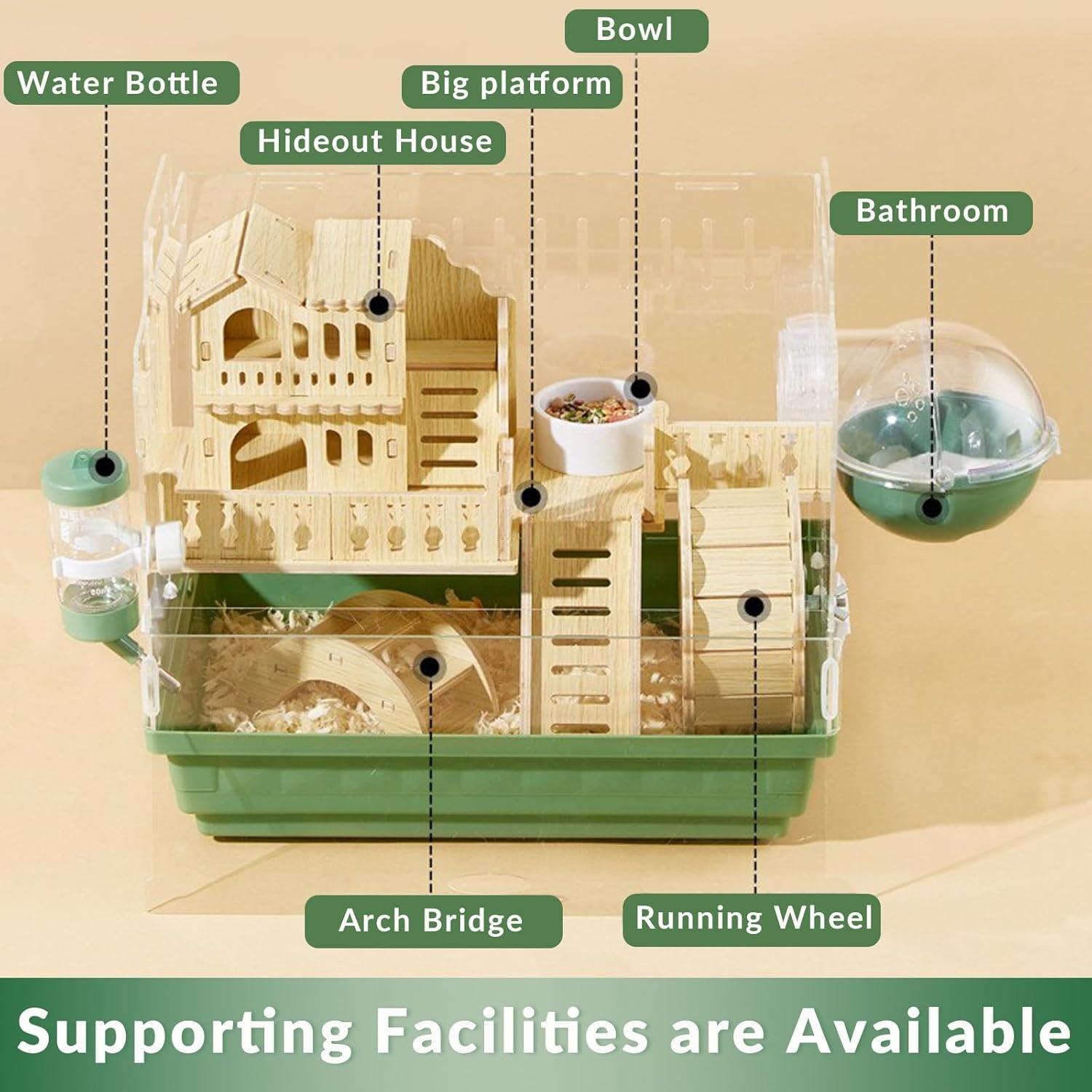 Jaula para Hámster Enano Cycodo 2 Niveles Acrílica Verde 27.94 cm