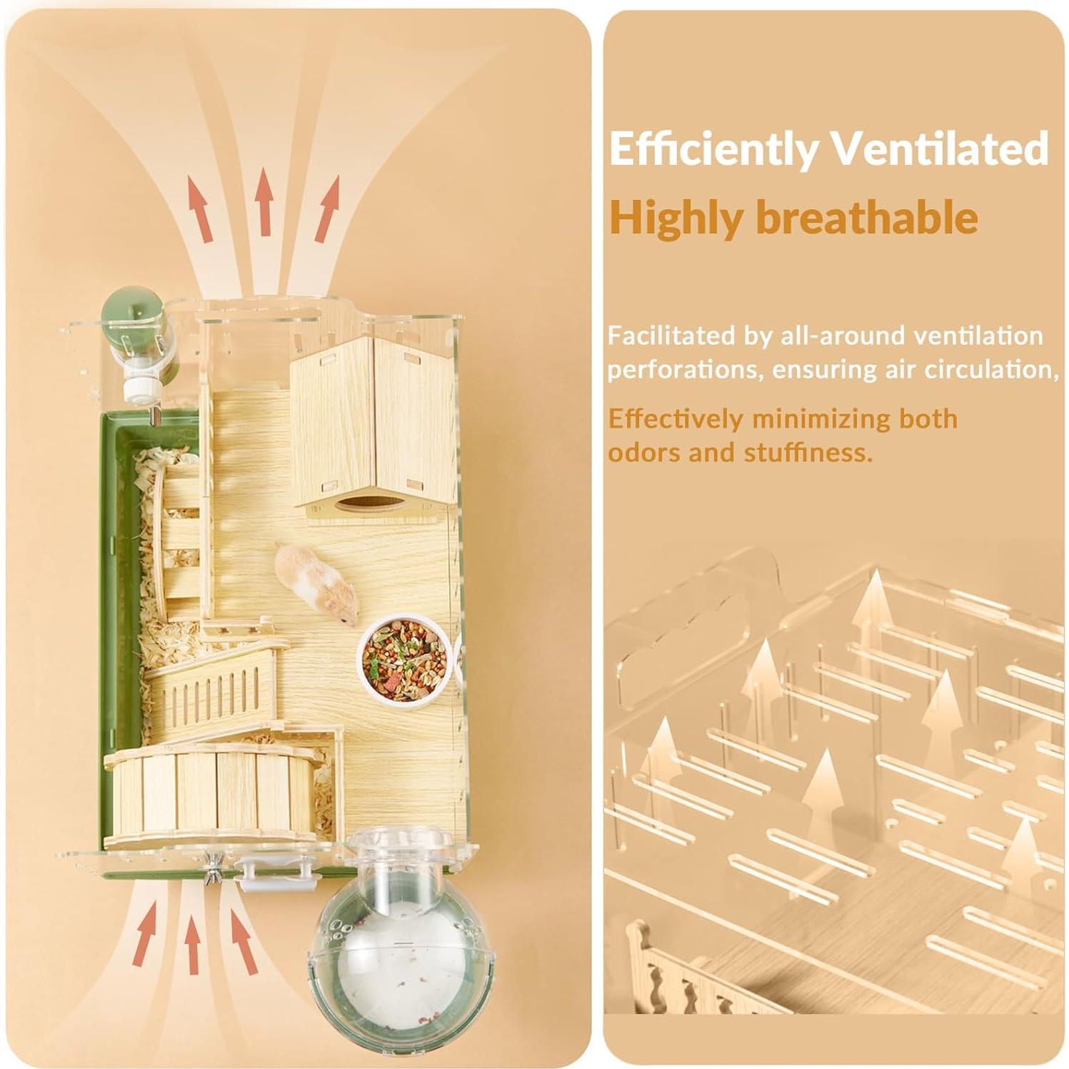 Jaula para Hámster Enano Cycodo 2 Niveles Acrílica Verde 27.94 cm