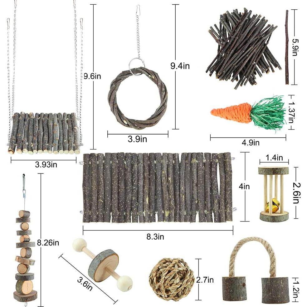 Juguetes de Madera para Hámster YIXUND - Set Completo
