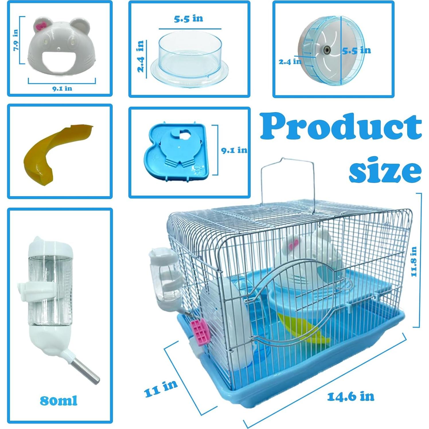 Jaula para hámster MUYG 2 Niveles Azul 37.1x27.9x30cm