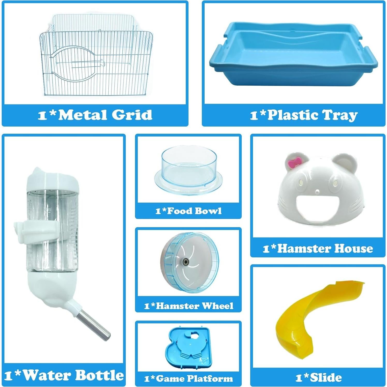 Jaula para hámster MUYG 2 Niveles Azul 37.1x27.9x30cm