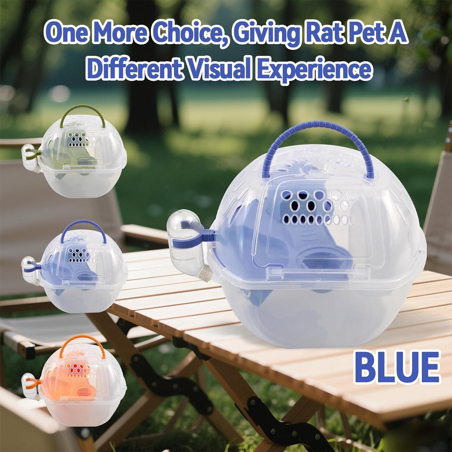 Transportador de Hámster MUYG Azul con Botella y Rueda 26.9 cm