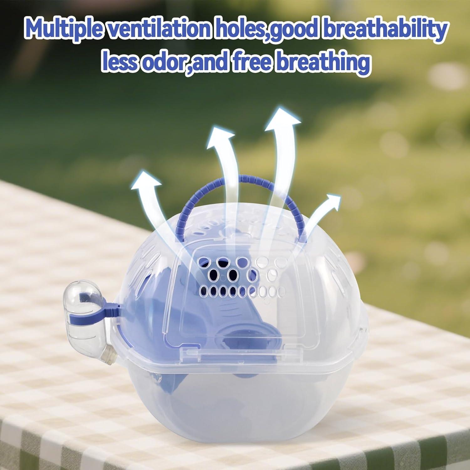 Transportador de Hámster MUYG Azul con Botella y Rueda 26.9 cm