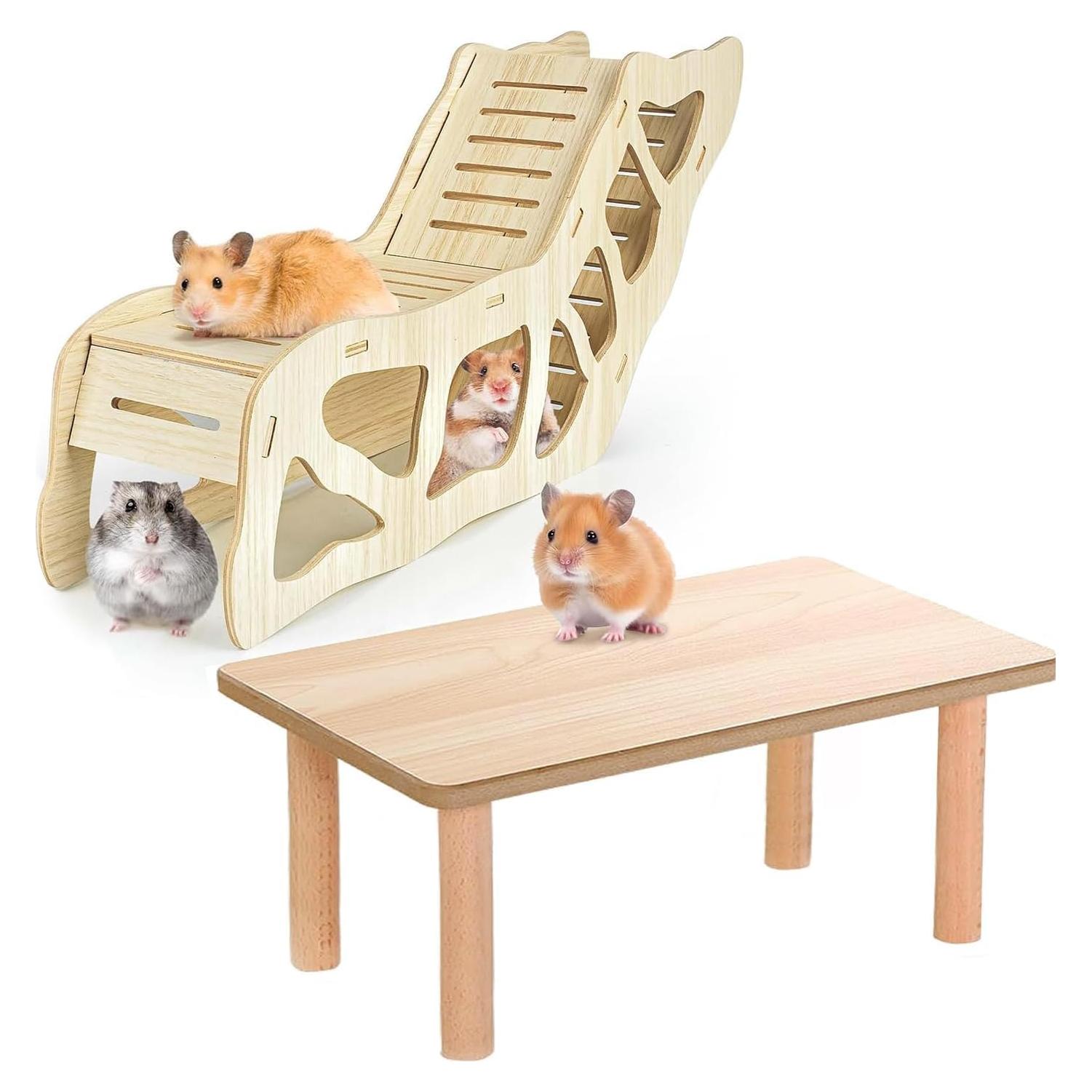Juego de 2 Piezas Plataforma y Túnel para Hámster 3 en 1