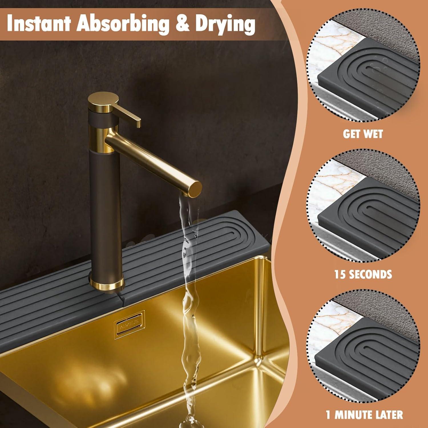 Alfombrilla para Fregadero SIMPLIPLEX 60x10 cm Gris Diatomita