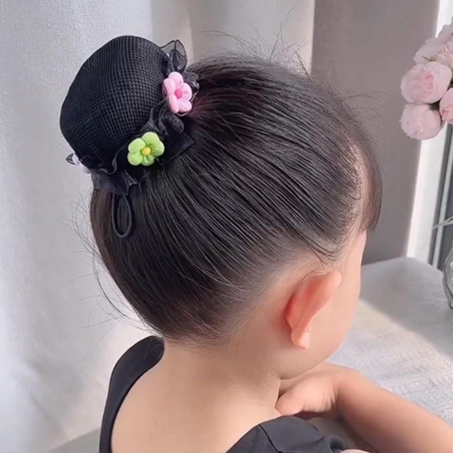 4 Piezas Cubierta de Moño para Cabello Niñas Mariposas y Flores