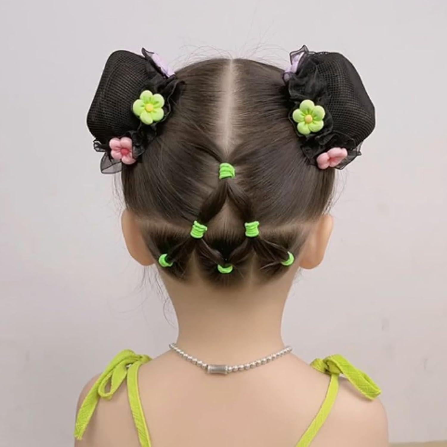 4 Piezas Cubierta de Moño para Cabello Niñas Mariposas y Flores