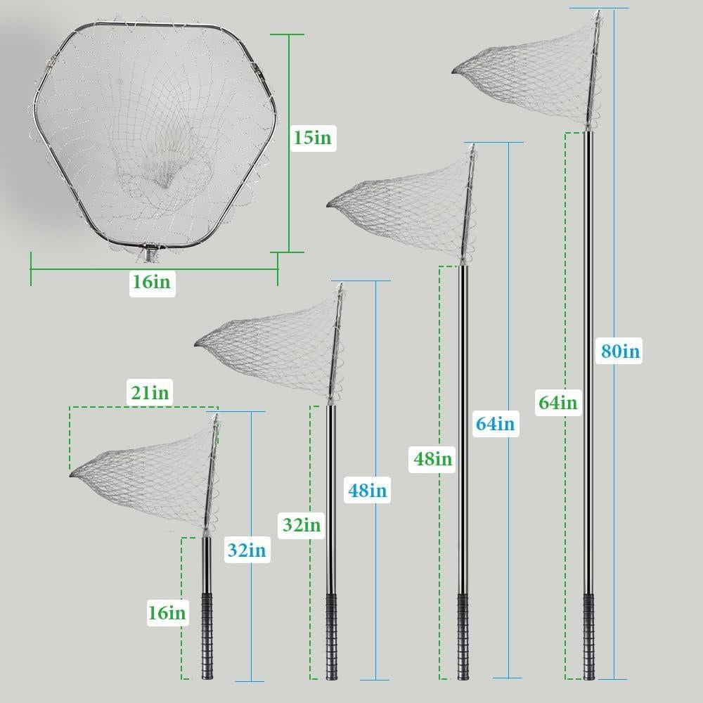 Red para Atrapar Animales Kalekey, Acero Inoxidable, 32-80"