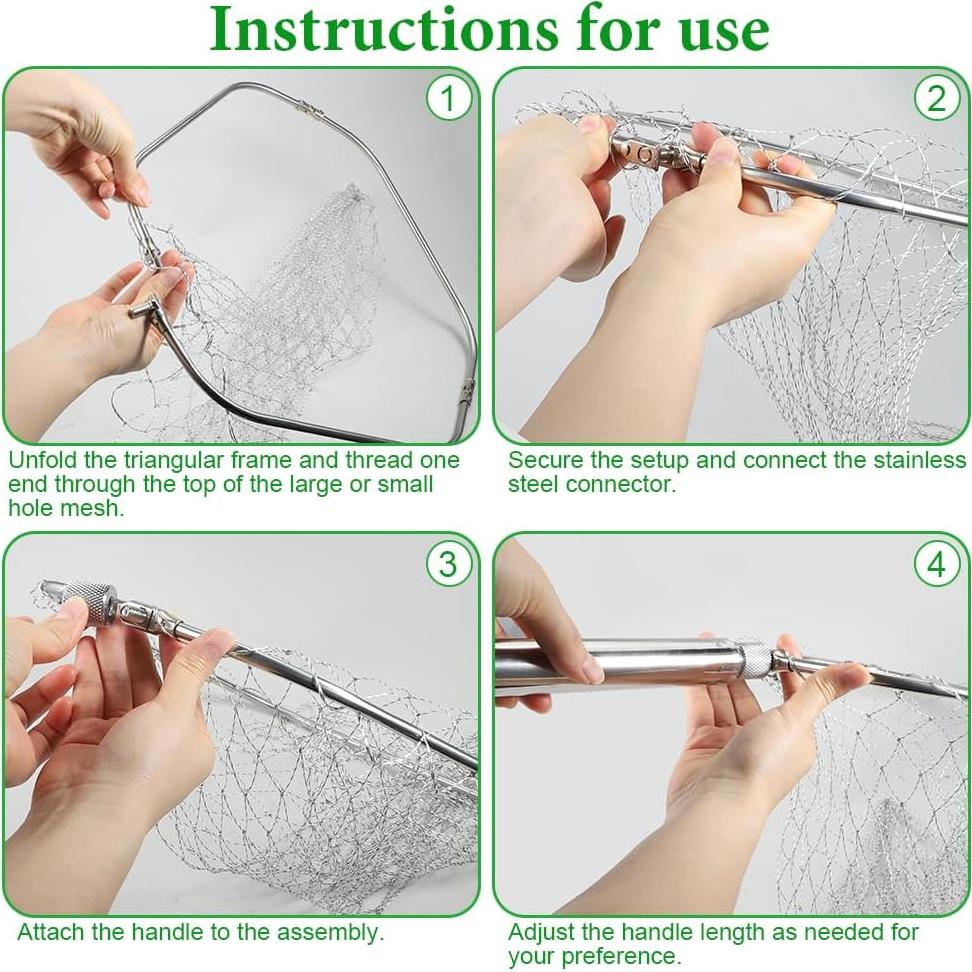 Red para Atrapar Animales Kalekey, Acero Inoxidable, 32-80"