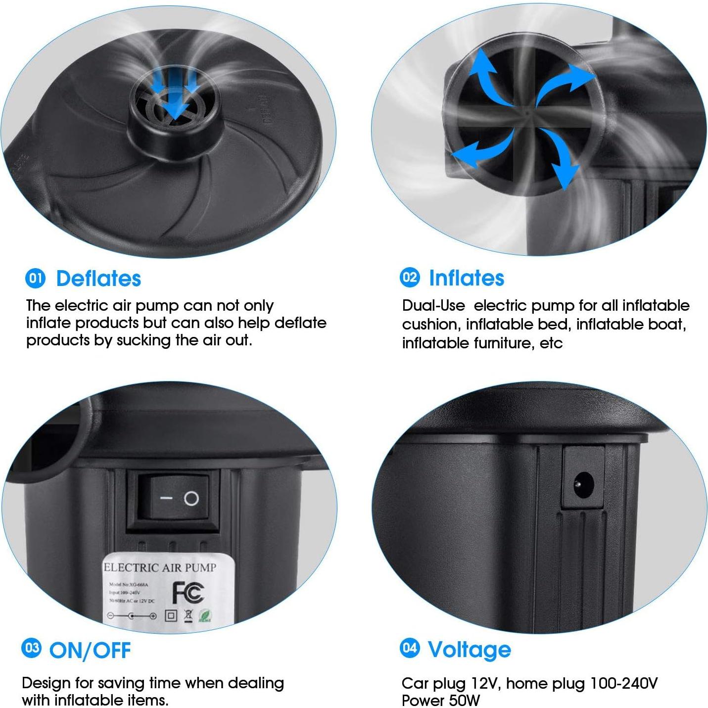 Bomba de aire eléctrica TECHSHARE LQ-202 para inflables 400 LPM