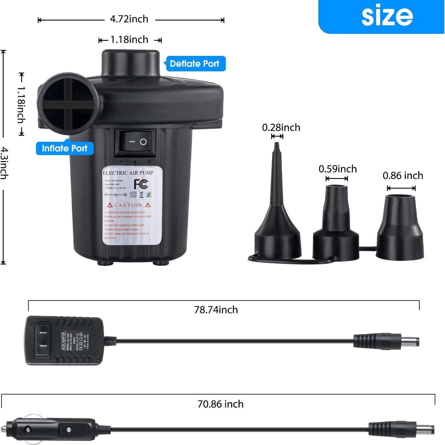 Bomba de aire eléctrica TECHSHARE LQ-202 para inflables 400 LPM