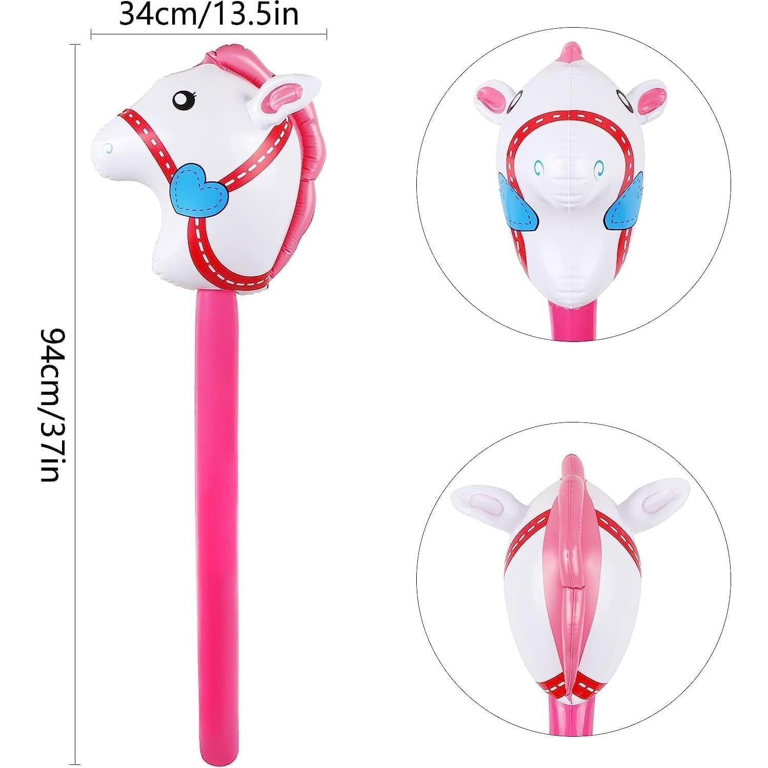 4 Palos Inflables de Caballo Rosa con Bomba TOSAMZOO 94 cm